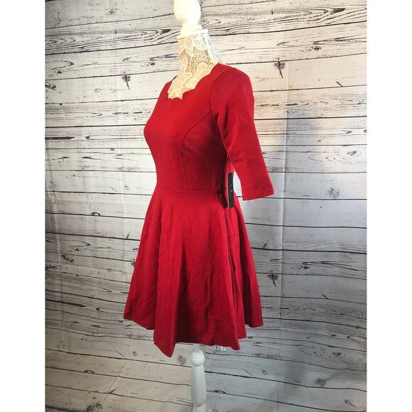 NWT Lulus Tip the Scallops Red Scalloped Skater Dress size large - Picture 6 of 12